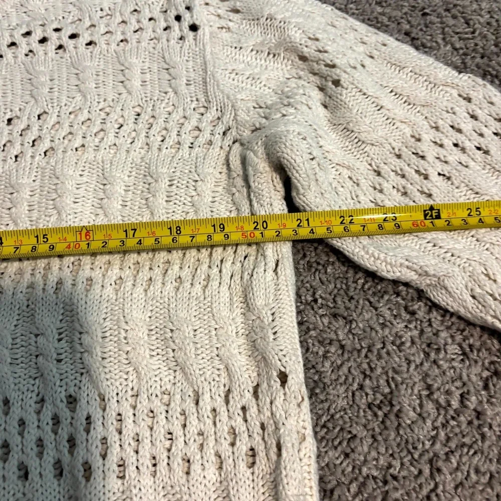 Joe Fresh Womens XL Cream Knit Sweater 100% Cotton Open Knit Lightweight - Picture 6 of 8